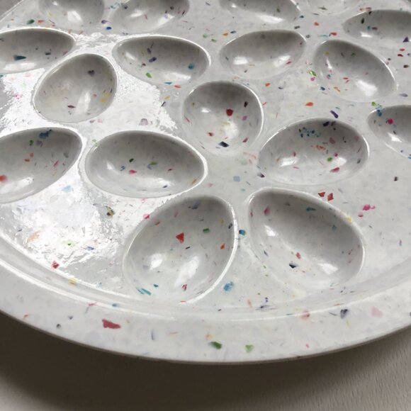Zak! Designs Confetti Melamine Plastic White Deviled Egg Round Circle Plate Tray - Picture 3 of 5